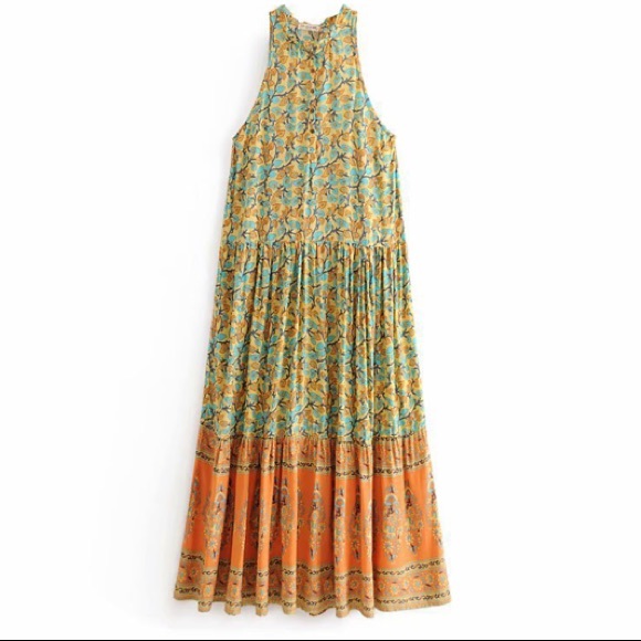 Border Print Maxi DRESS Delirium Gold - Picture 5 of 7